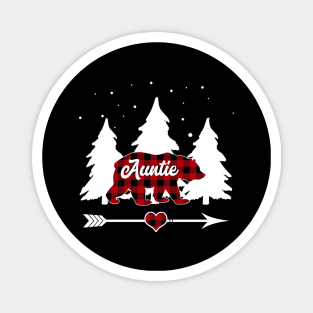 Auntie Bear Buffalo Red Plaid Matching Family Christmas Magnet